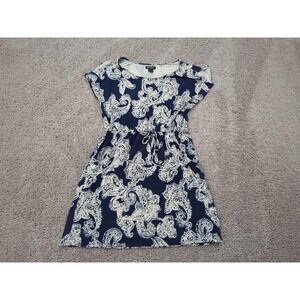 Lucky Brand‎ A-line Dress Womens Medium Blue Holly Flock Floral Paisley Casual